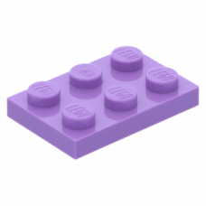 LEGO lapos elem 2x3, közép levendulalila (3021)